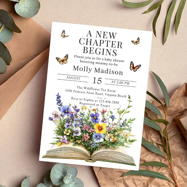 Invitation Un nouveau chapitre commence le Baby shower Storyb (Créateur téléchargé)