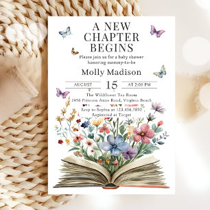 Invitation Un nouveau chapitre commence le Baby shower Storyb