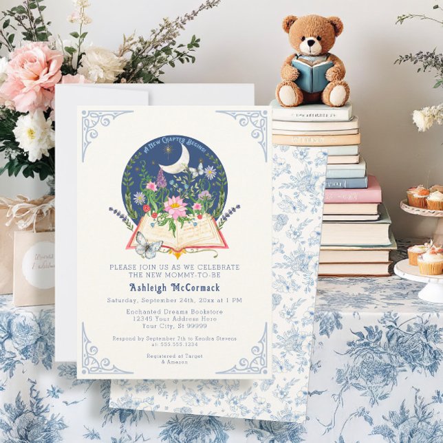 Invitation Un nouveau chapitre commence livre avec la lune pa (Créateur téléchargé)