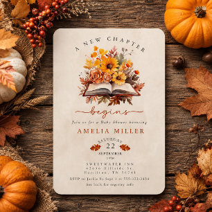 Invitation Un nouveau chapitre commence Livre floral d'automn