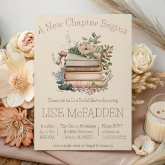 Invitation Un nouveau chapitre commence, thème de livre pour