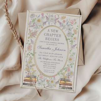 Invitation Un nouveau chapitre Floral Storybook Fête des mari