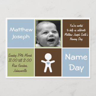 Invitation un nouveau nom de coeur journée bébé garçon invita