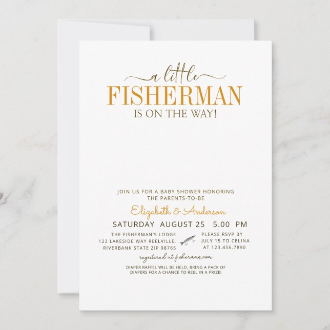 Invitation Un Pêcheur Rustique Est En Voie De Baby shower (Devant)