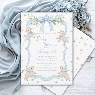 Invitation Un petit agneau Lambchop bleu Baby Shower moutons