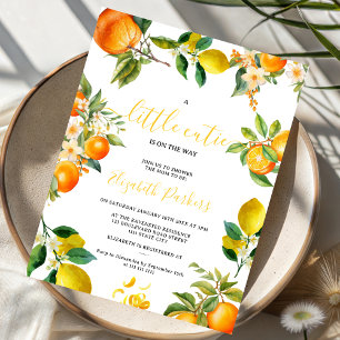 Invitation un petit amour aquarelle orange agrume citron