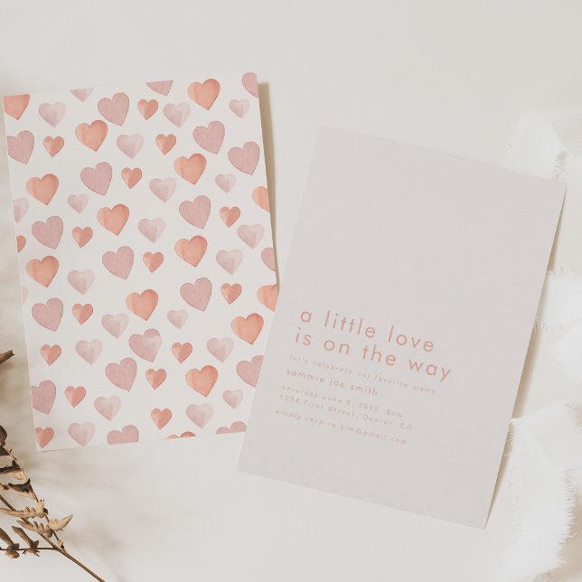 Invitation Un petit amour est sur le chemin Baby shower de co (Créateur téléchargé)