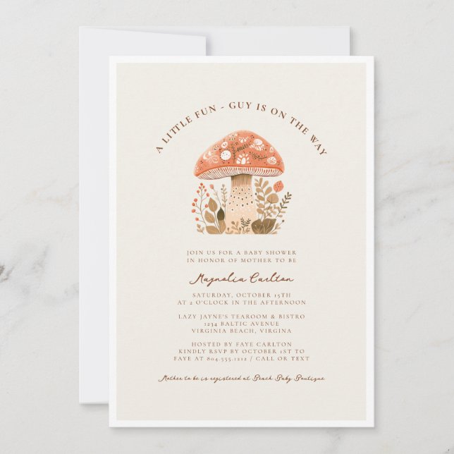 Invitation Un Petit Amusant Champagne Baby shower d'automne (Devant)