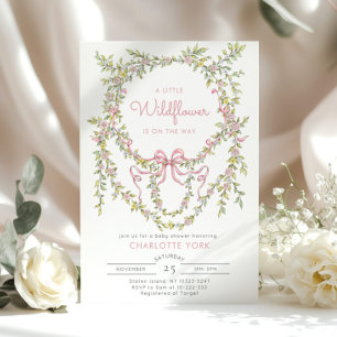 Invitation Un petit Baby shower à arc rose Fleur sauvage