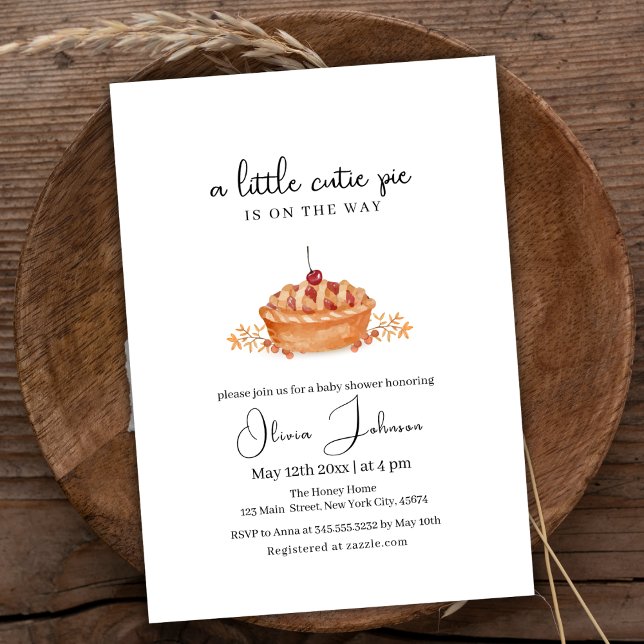 Invitation Un petit Baby shower à la tarte cerise Cutie autom (A Little Cutie Pie Cherry Fall Baby Shower Invitation)