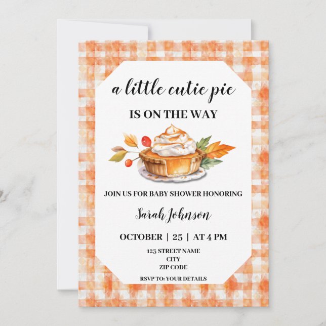 Invitation Un petit baby shower à tarte (Devant)