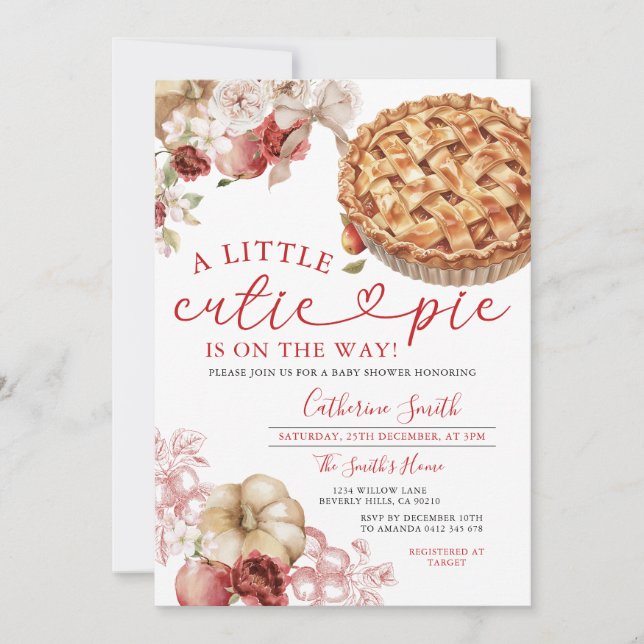 Invitation Un petit Baby shower à tarte Cutie Pomme automne f (Devant)