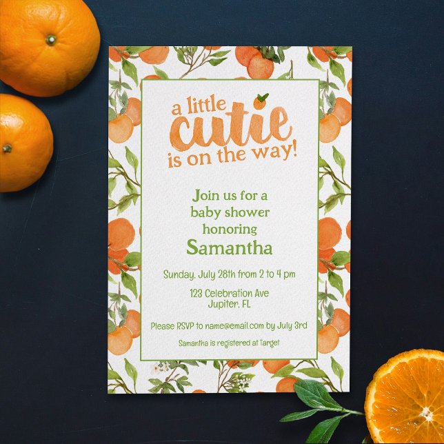 Invitation Un Petit Baby shower À Thème Orange Cutie (Créateur téléchargé)