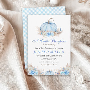 Invitation Un Petit Baby shower Bleu Citrouille