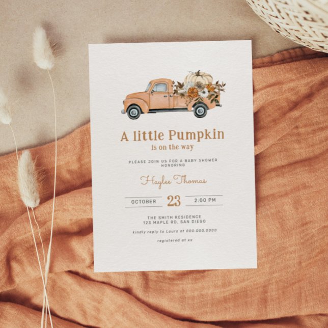 Invitation Un petit Baby shower Boho Citrouille (Créateur téléchargé)