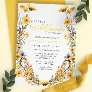 Invitation Un Petit Baby shower Boho Jaune Un Peu Fleur sauva