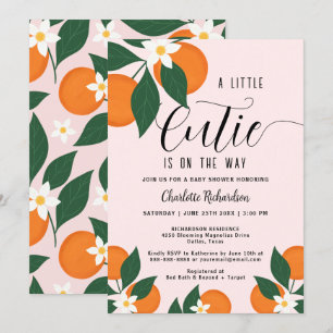 Invitation Un Petit Baby shower Botanique De Citrus Orange