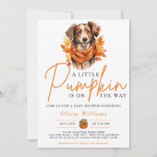 Invitation Un petit Baby shower Citrouille Automne CHIEN