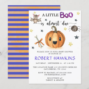 Invitation Un petit Baby shower Citrouille Boo Halloween