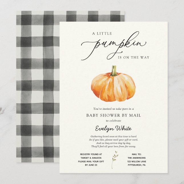 Invitation Un petit Baby shower Citrouille par la poste (Devant / Derrière)