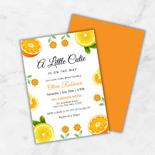 Invitation Un Petit Baby shower Citrus Orange Au Citron Cutie