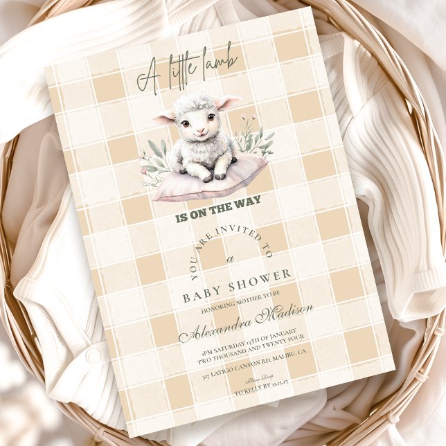 Invitation Un Petit Baby shower D'Agneau (Créateur téléchargé)
