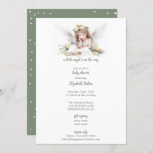 Invitation Un petit Baby shower d'angle aquarelle