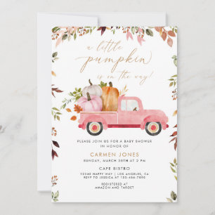 Invitation Un Petit Baby shower D'Automne De Camion Rose Citr