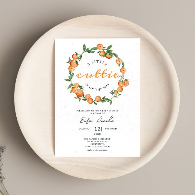 Invitation Un Petit Baby shower De Cadre Cercle Orange Cutie (Créateur téléchargé)