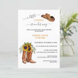 Invitation Un petit Baby shower de calligraphie de garçon de