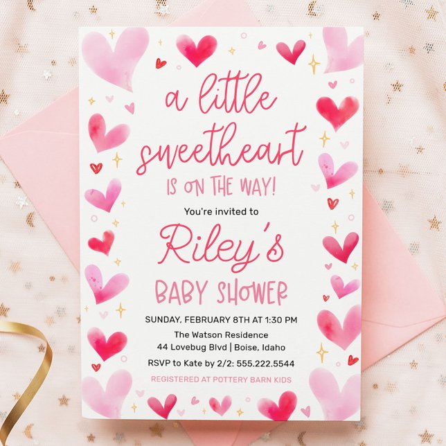 Invitation Un petit Baby shower de Coeurs roses (Créateur téléchargé)