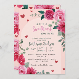 Invitation Un petit baby shower de coeurs valentin amoureux