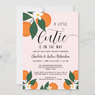 Invitation Un Petit Baby shower De Couples Orange Citrus