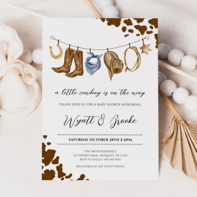 Invitation Un petit Baby shower de cowboy (Créateur téléchargé)