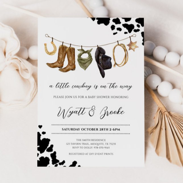 Invitation Un petit Baby shower de cowboy (Créateur téléchargé)