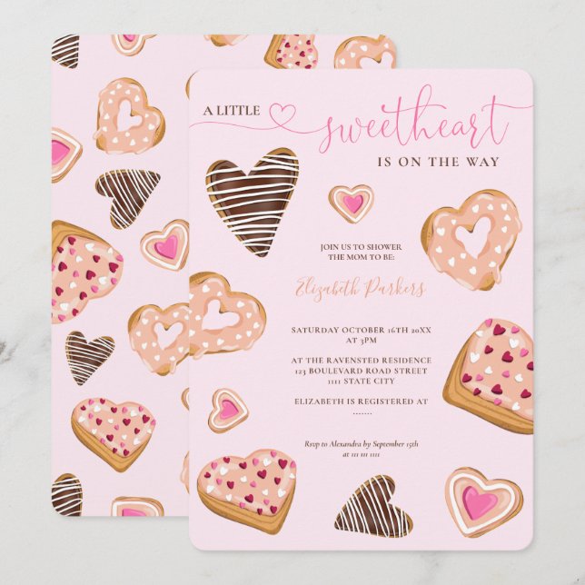 Invitation Un petit baby shower de donuts valentin (Devant / Derrière)