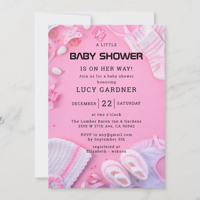 Invitation Un petit Baby shower de fille (Devant)