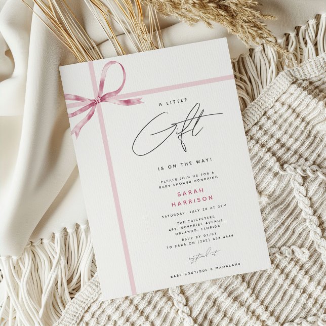 Invitation Un petit Baby shower de fille au ruban de la boîte (Créateur téléchargé)