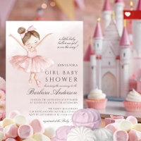 Un petit Baby shower de fille d'aquarelle Ballerin