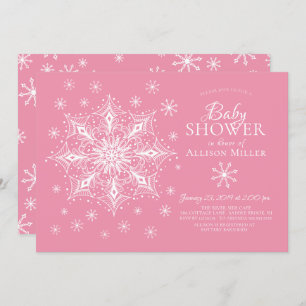 Invitation Un petit Baby shower de fille d'hiver aux flocons 