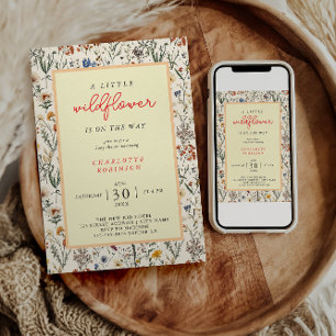 Invitation Un petit Baby shower de fille Fleur sauvage