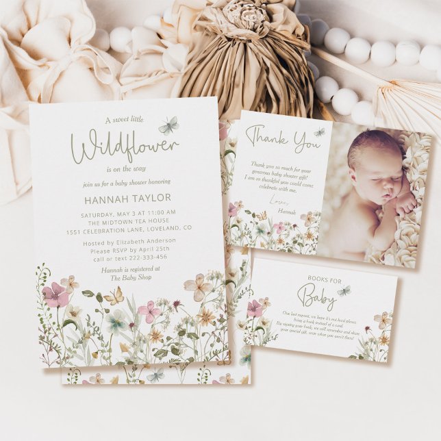 Invitation Un petit Baby shower de fille Fleur sauvage (Créateur téléchargé)