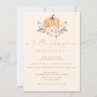 Invitation Un Petit Baby shower De Fille Rose Automne Citroui