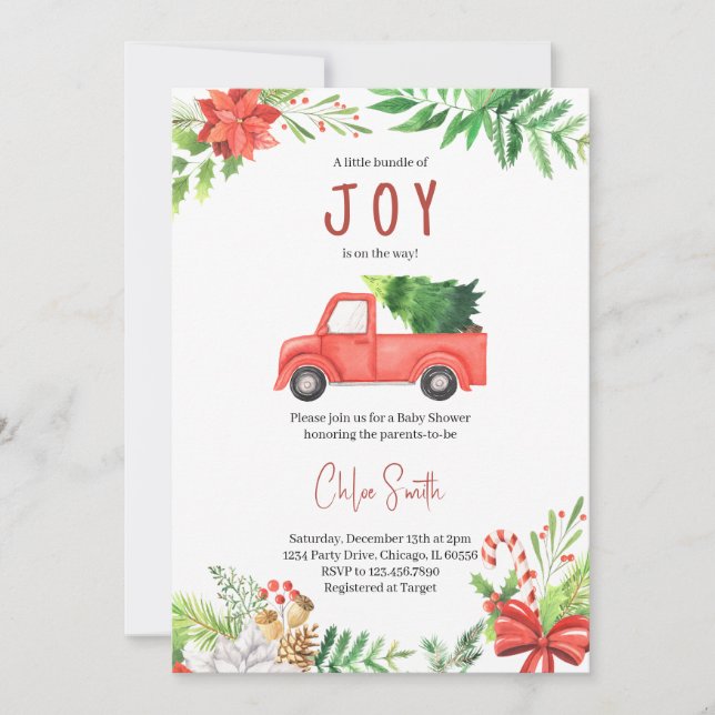 Invitation Un petit Baby shower de joie (Devant)