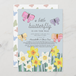 Invitation Un petit Baby shower de jonquille papillon par cou