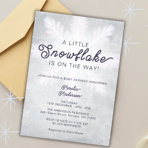 Invitation Un petit Baby shower de la marine gris Snowflake