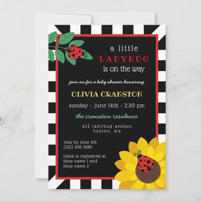 Invitation Un petit Baby shower de Ladybug (Devant)
