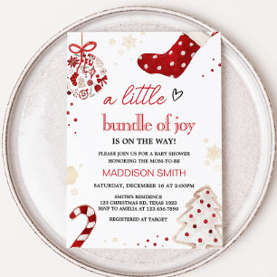 Invitation Un petit Baby shower de Noël de joie