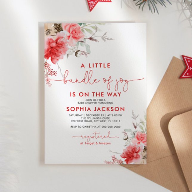 Invitation Un Petit Baby shower De Noël De Joie (Créateur téléchargé)