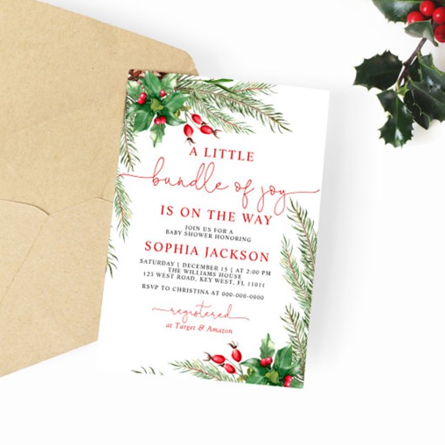 Invitation Un Petit Baby shower De Noël De Joie (Créateur téléchargé)
